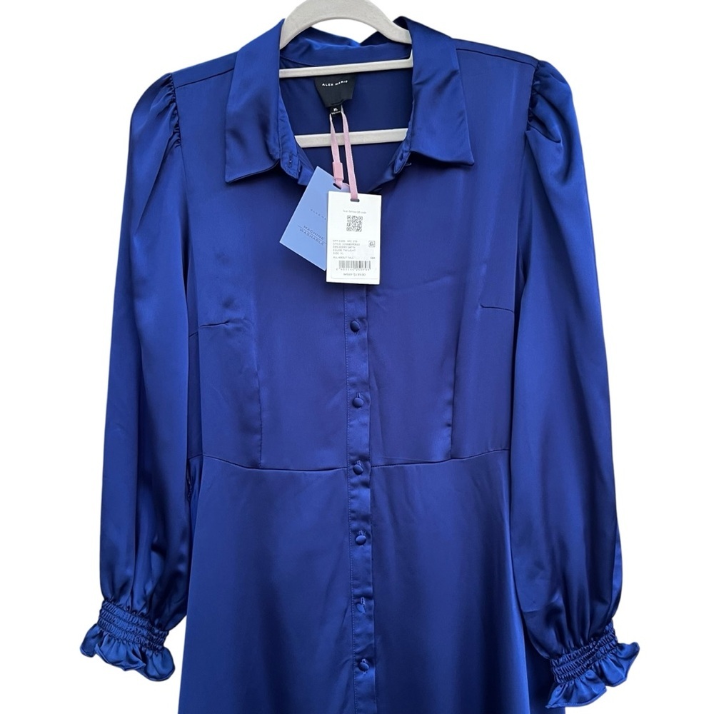 Alex Marie - Kerry Satin Midi Dress in Twilight Blue - NWT - Size XL - Picture 2 of 11